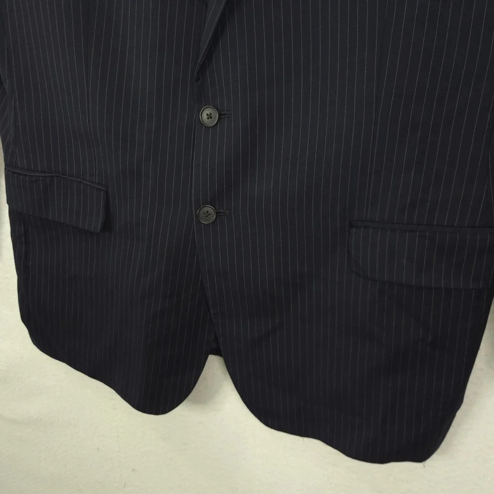 Loro Piana Pinstripe Blazer Men 46R Navy Blue Wool Super 120s Union Made USA